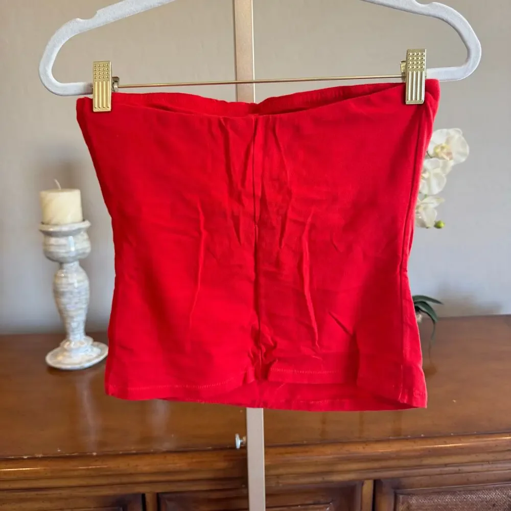 SKIMS Cotton Jersey Tube Top Ruby Red Medium - Picture 4 of 9
